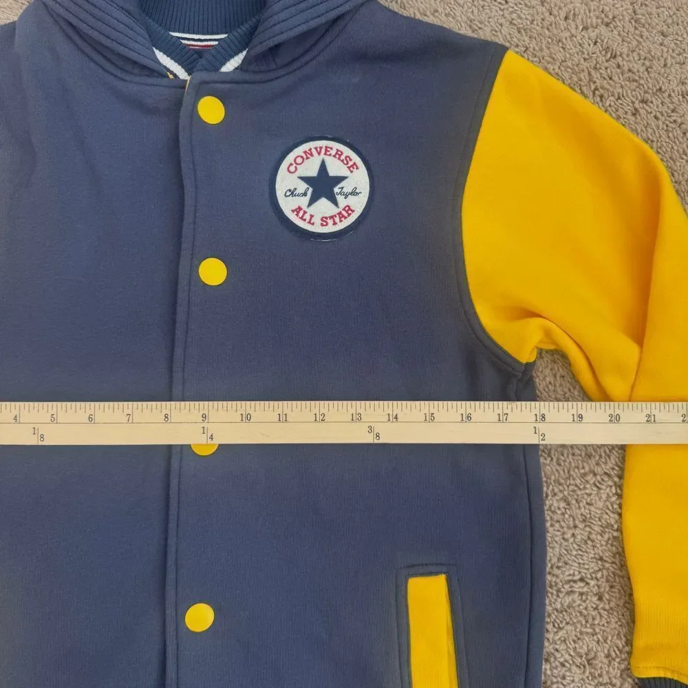 Converse‎ Hoodie Varsity Jacket Youth L Navy Yellow Athletic Letterman Style NWT